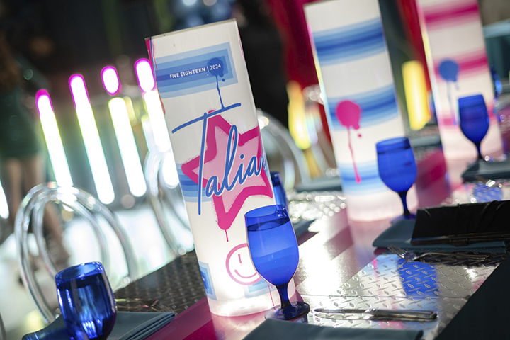 Colorful custom illuminated Mitzvah centerpiece